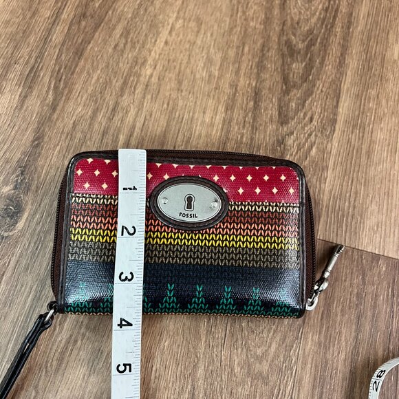 Fossil 90's / Y2k Zip Around Clutch Wallet Coated Canvas Retro Organizer - Picture 10 of 10